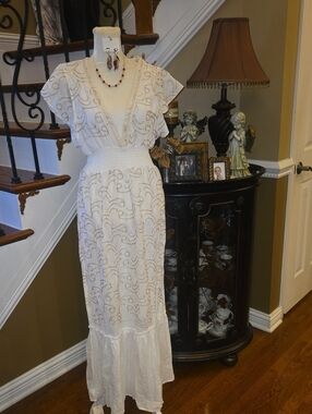 White and Gold Patterned Dress